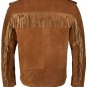 Men's New Western Brown Suede Leather Fringes Biker Boho Jacket SJ15 Size XS - 5XL Available