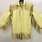 Men's New Native American Mountain Man  Tan Leather Fringes Shirt NA445 Size : L, XL, 2XL
