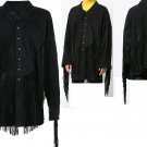 Men's New Fashion Black Suede Leather Long Fringes Hippie Boho Jacket NFJ15 Size: XL