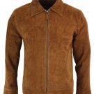 Men's New Latest Brown Suede Leather Biker Jacket SJ07