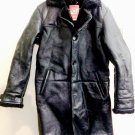 QASTAN Men's New WInter Handmade Black Sheepskin Fur Lined Leather Coat SC105 SIZE : M
