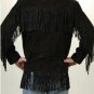 Men's New Native American Black Suede Leather Fringes Western Shirt & Pant WS29 , Size: XL