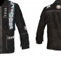 Men New Native American Buckskin Black Suede Leather Bead Shirt & Pant WS69 Size: XL