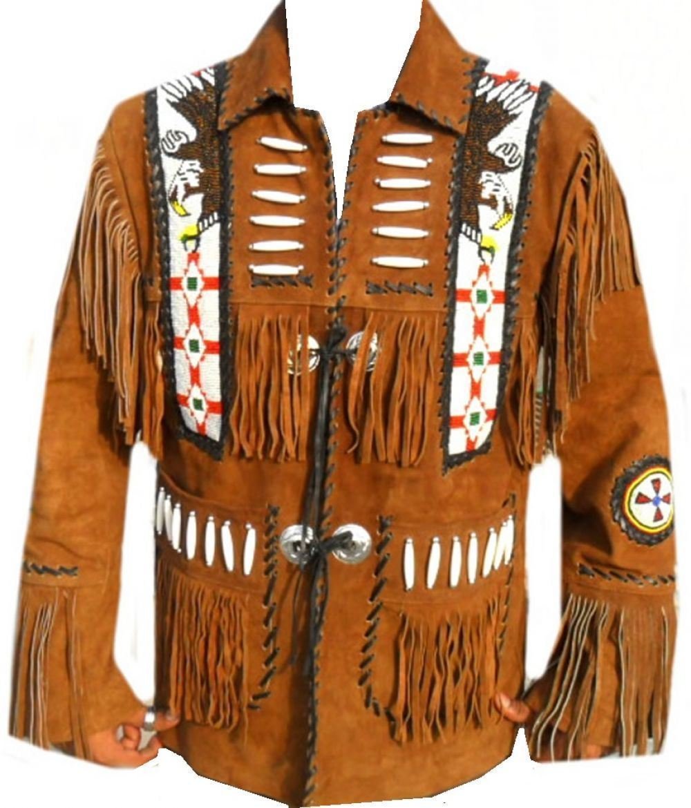 Men's Native American Buckskin Brown Buffalo Suede Leather Western ...