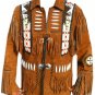 Men's Native American Buckskin Brown Buffalo Suede Leather Western Shirt & Pant WS21 SIZE XL