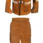 Men's Native American Buckskin Brown Buffalo Suede Leather Western Shirt & Pant WS21 SIZE XL