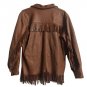 Men's New Native American Peacock Feather Mountain Man Brown Leather Fringes Shirt NA4442