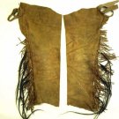 Men's Native American Buffalo Suede Leather Fringe Old Style Tubular Legging NAC01, LENGTH 38''