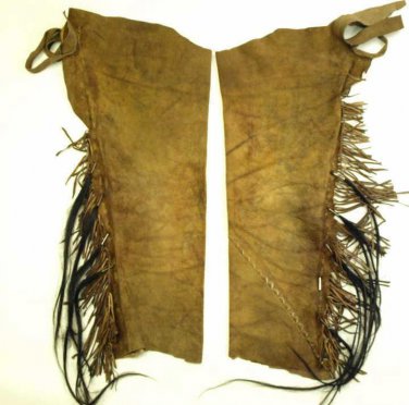 Men's Native American Buffalo Suede Leather Fringe Old Style Tubular Legging NAC01, LENGTH 38''