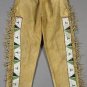 Men's Old look Native American Beige Buffalo Suede Leather Fringes Pant NAP02 SIZE : 36