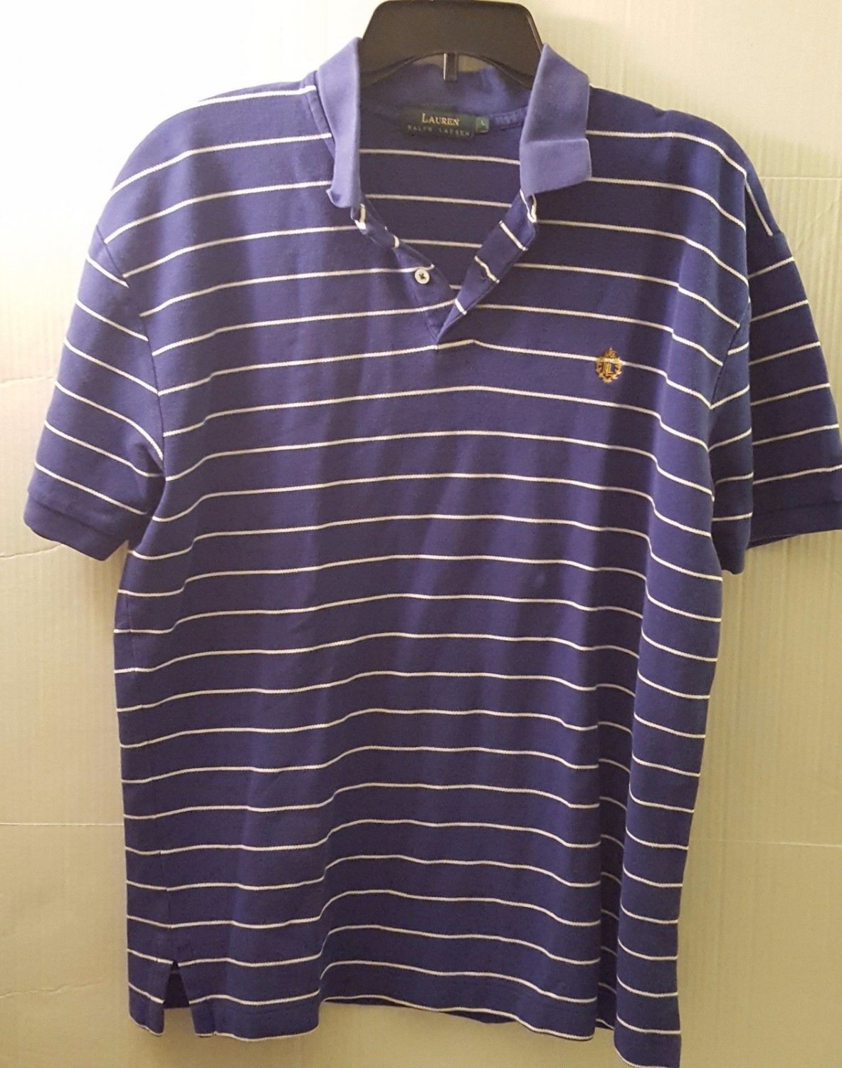 Ralph Lauren Large Polo Shirt Short Sleeve Blue White Stripes Made In ...