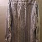 Mens Large Bugatchi Uomo Shirt Blue White Black Stripe Button Front Cotton Sz L