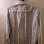 Mens Large Bugatchi Uomo Shirt Blue White Black Stripe Button Front Cotton Sz L