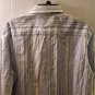 Mens Large Bugatchi Uomo Shirt Blue White Black Stripe Button Front Cotton Sz L