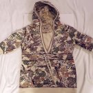 One World Large Womens Hoodie Jacket Drawstring Pullover Short Sleeve Cotton