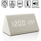 Dual Power Wooden LED Digital Alarm Clock, Displays Time Date And Temperature,