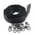 YaHoGa #5 Plastic Zipper 5 Yards w 10pcs Ring Sliders DIY Sewing Tailor BlacK***