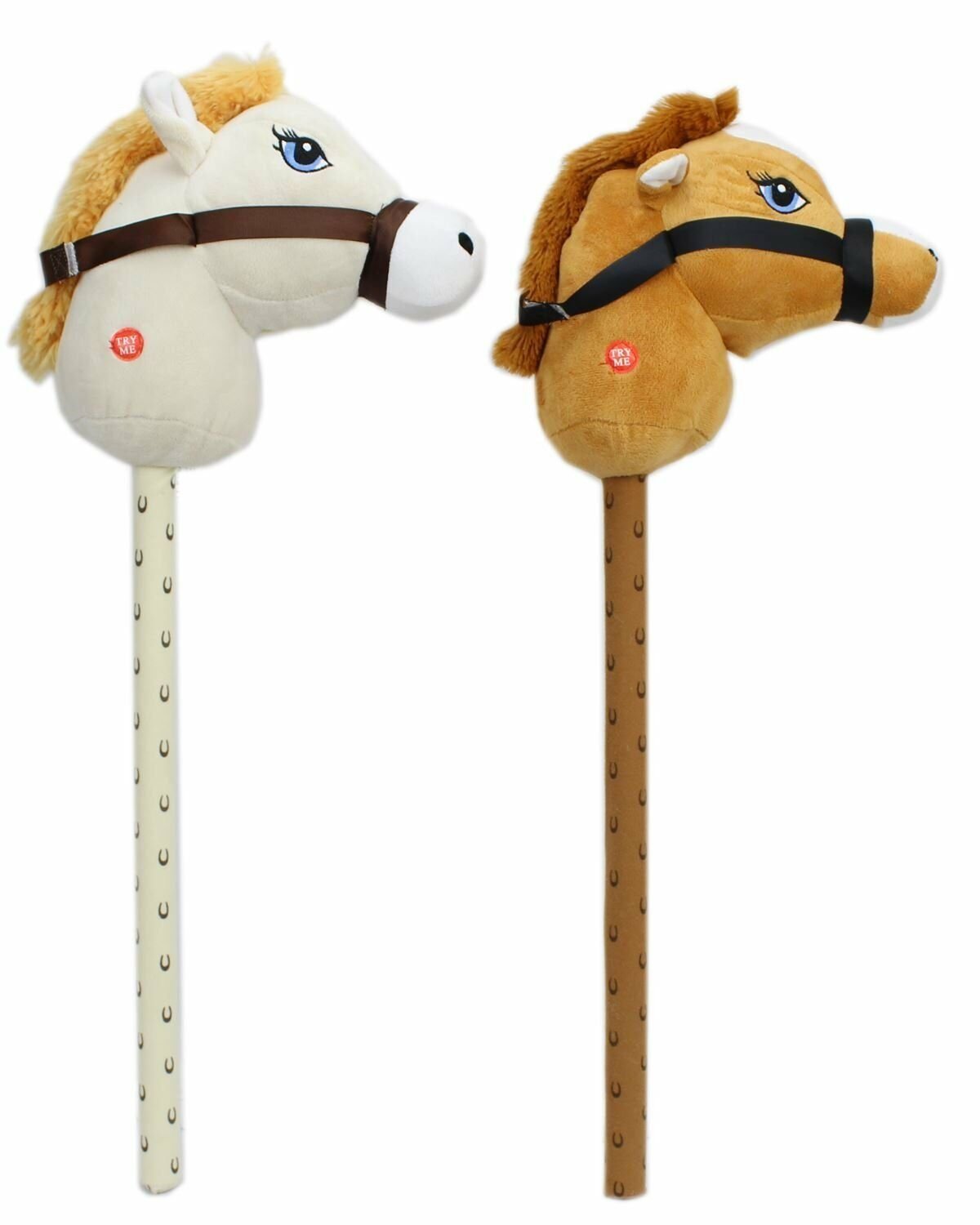 Kids Hobby Horse With Galloping Neighing Sounds Childrens Toy Cream Brown