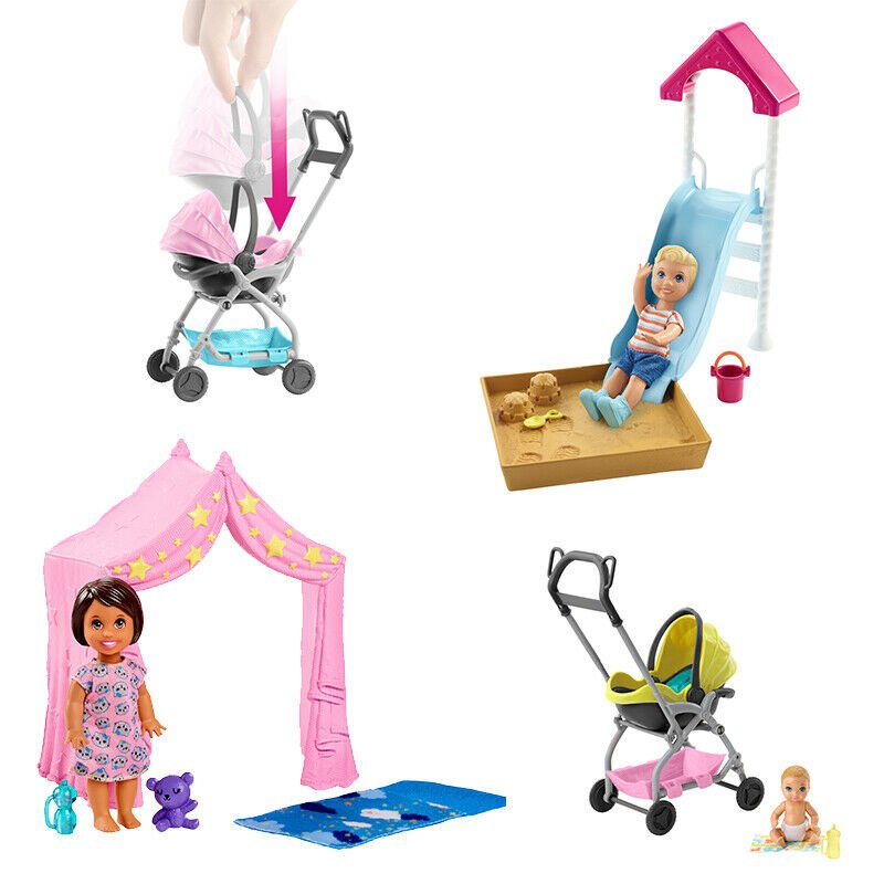 barbie babysitter pushchair doll set