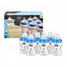 Tommee Tippee Closer to Nature Decorated Bottle Blue 260ml 6Pk