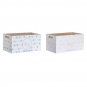 Storage Box DKD Home Decor Blue Pink MDF Wood 36 x 21 x 18 cm (2 Units)