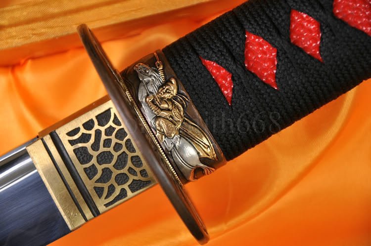 JAPANESE SAMURAI KATANA SWORD ARROW TSUBA CLAY TEMPERED FULL TANG BLADE ...