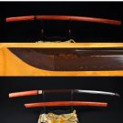 HANDMADE JAPANESE SAMURAI SHIRASAYA SWORD KATANA BLACK&RED FULL TANG BLADE