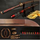 Black&Red Folded Steel Full Tang Blade Japanese Dragon Sword Samurai Katana