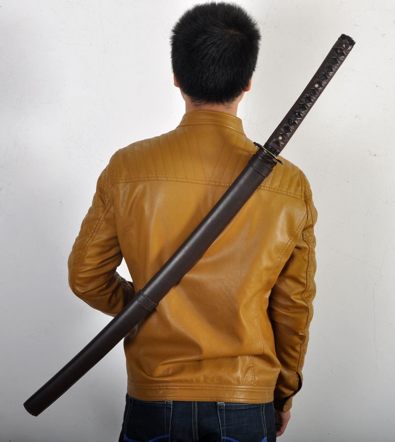 CLAY TEMPERED BLADE LEATHER STRAPS SAYA JAPANESE REAL SWORD SAMURAI KATANA SHARP