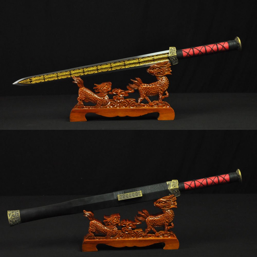 HIGH QUALITY HAND MADE CHINESE SWORD HAN JIAN (&aelig;&frac14;&cent;&aring;��) FOLDED STEEL ENGRAVED BLADE