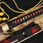 HIGH QUALITY JAPANESE SAMURAI NINJA SWORD Black&Red Folded Steel FULL TANG Blade