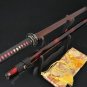 HIGH QUALITY JAPANESE SAMURAI NINJA SWORD Black&Red Folded Steel FULL TANG Blade
