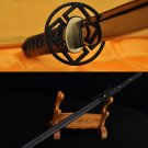 LEATHER ITO BLACK FULL TANG BLADE JAPANESE SAMURAI NINJA SWORD VERY SHARP