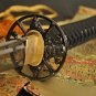 Handmade Japanese Samurai Functional Sword KATANA Folded Steel Blade Skull Tsuba