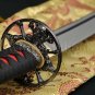 Handmade Japanese Samurai Functional Sword KATANA Folded Steel Blade Skull Tsuba
