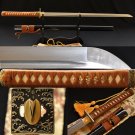 Handmade Japanese NINJATO SWORD CHOKUTO  Folded Steel Full Tang Blade Wave Tsuba