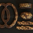JAPANESE SAMURAI SWORD KATANA COPPER FITTING- TSUBA+FUCHI+KASHIRA+MENUKI (HT010)