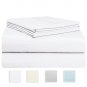 1000 Thread Count Sheet Set, 100% Long-staple Cotton White King Sheets by Pizuna Linens