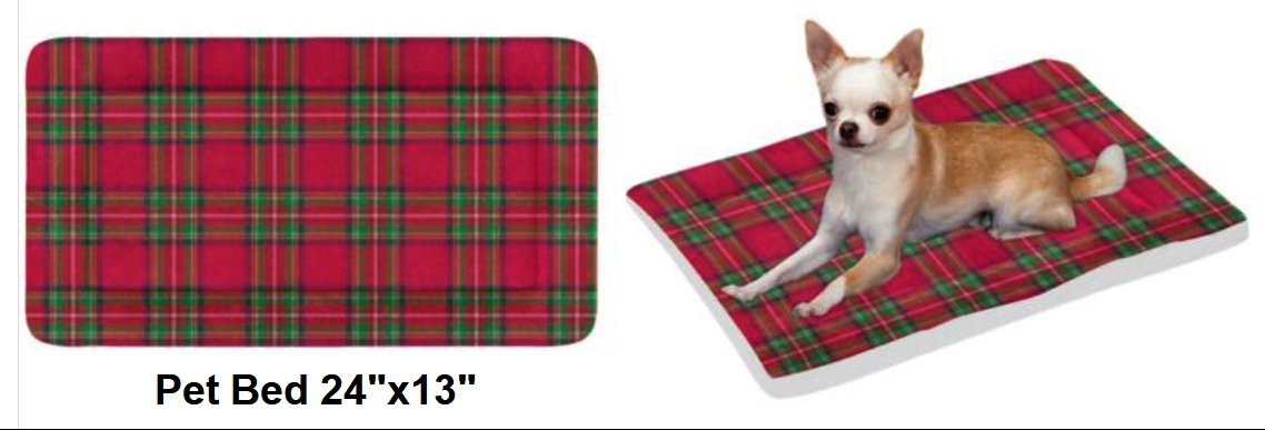 Christmas Plaid Pet Bed 24"x13"