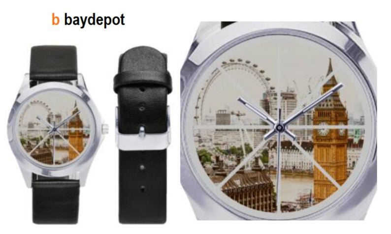 Big Bend / London Eye Silver-Tone Round Leather Watch - M216