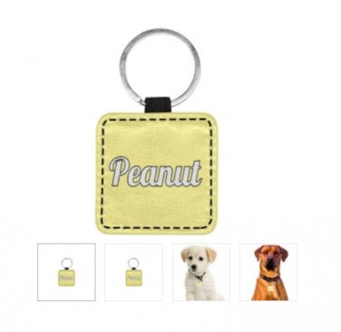 PEANUT Print Square Pet ID Tag or Key Chain