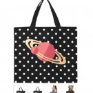 POLKA DOT & PLANET Print Canvas Tote Bag