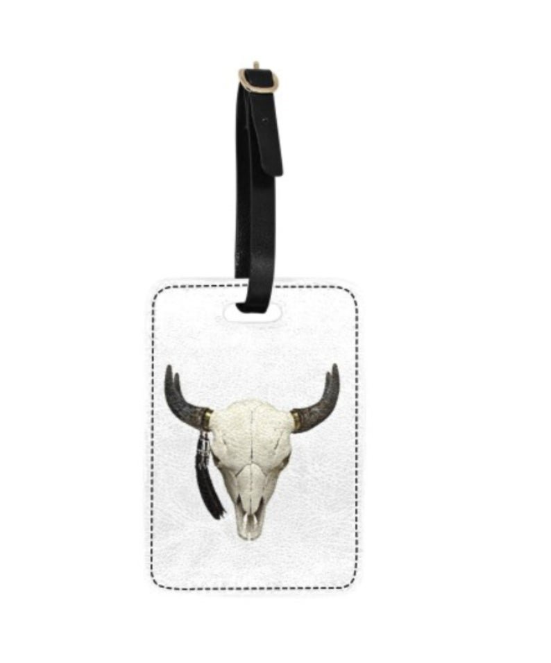 Cattle Skull Print Luggage Tag