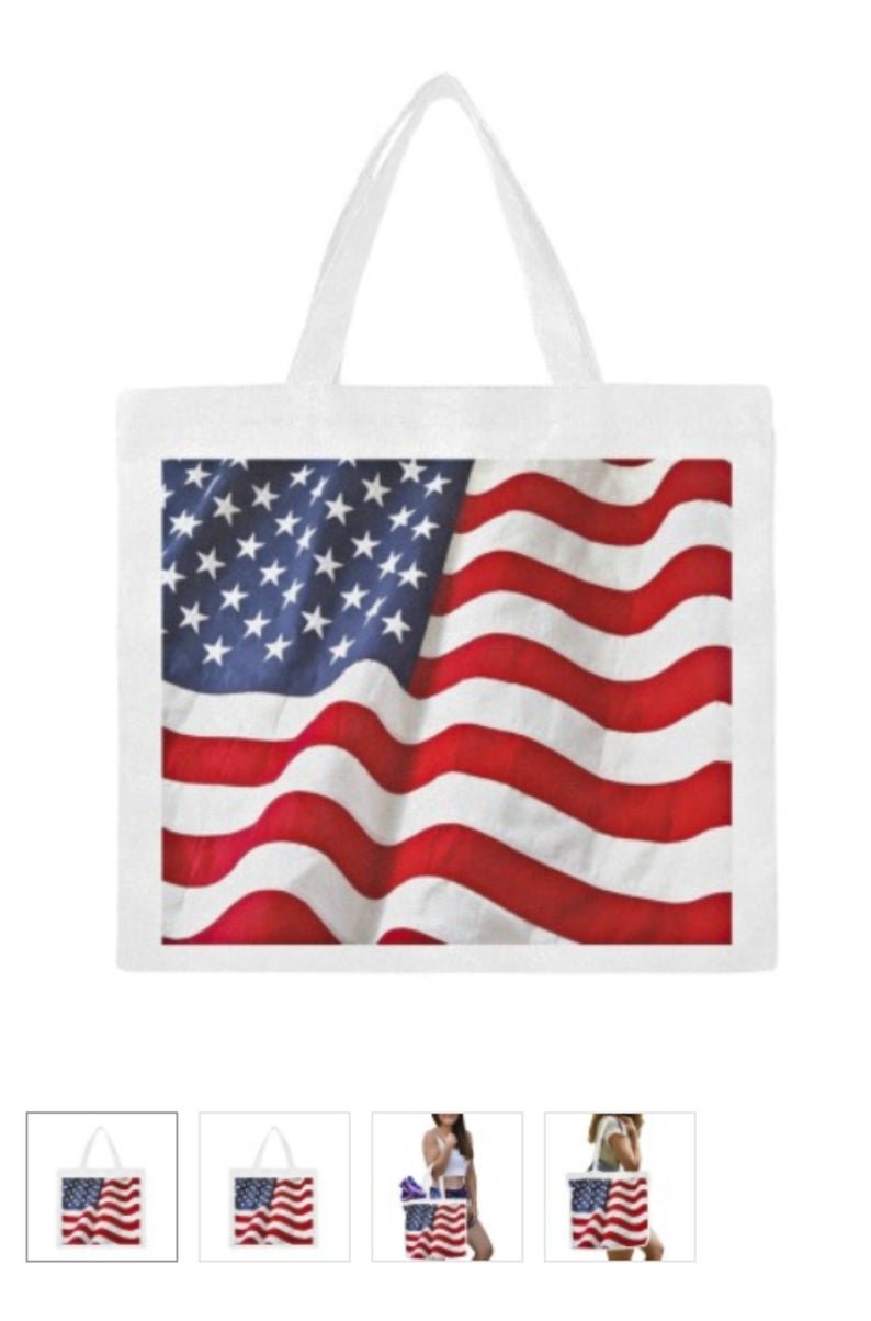 Large U.S. Flag Canvas Tote Bag - M1702