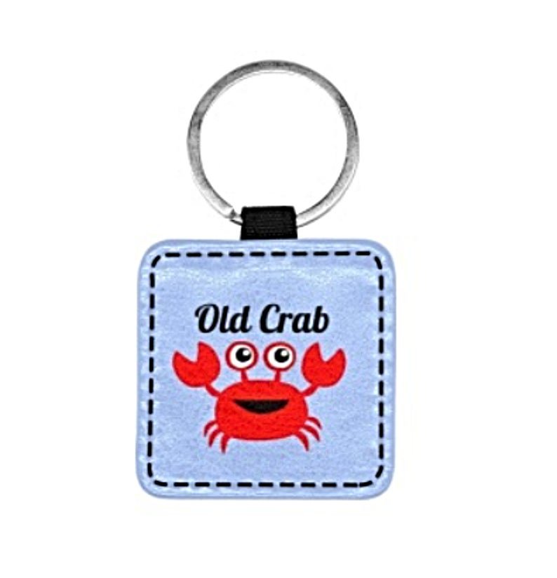 Old Crab Blue Print Square Pet ID Tag or Key Chain