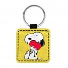 Yellow Snoopy Heart Print Square Pet ID Tag or Key Chain