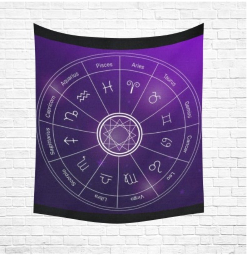 Astrology Zodiac Backdrop Cotton Linen Wall Tapestry 60"x 51"