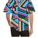 Multicolor Abstract Stripe S/S Camp Shirt  (Size 1X)