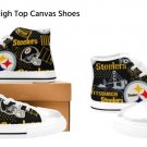 Men’s Steelers Print High Top Canvas Shoes - Size 8