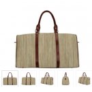 Large Faded Brown Tan Stripe Print Travel Bag